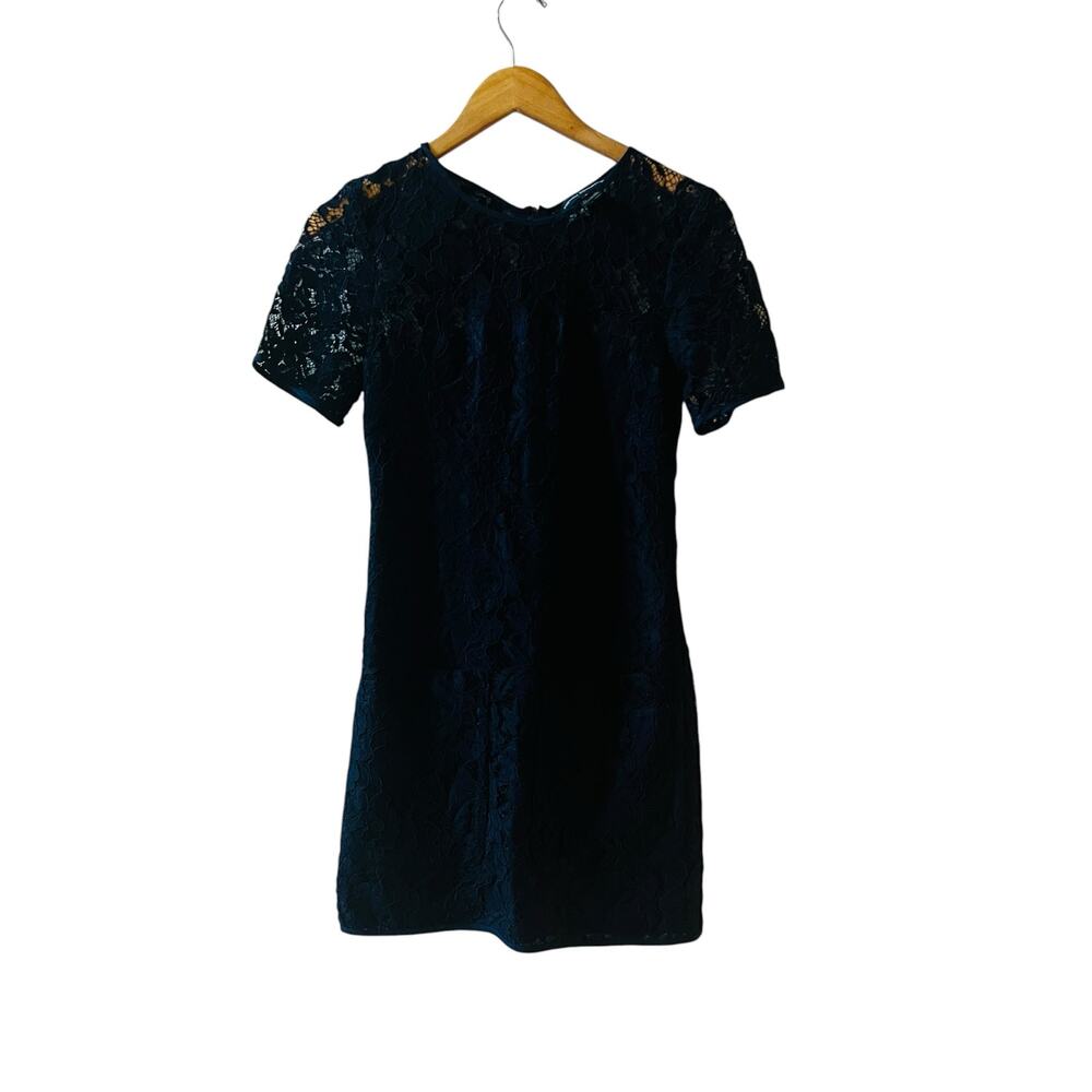 French Connection Navy Lace Short Sleeve Shift Dress Size 0